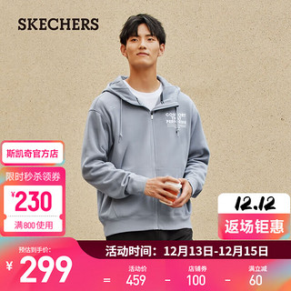 斯凯奇（Skechers）男士保暖针织连帽外套 信风灰/02N6 M