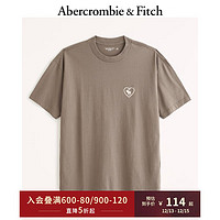 ABERCROMBIE & FITCH男装 美式复古刺绣心形小麋鹿宽松落肩短袖T恤 328790-1 棕色 S (175/92A)