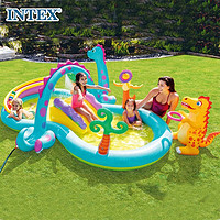 INTEX57135恐龙八字形公园喷水戏水池 婴幼儿童玩具家用海洋球池