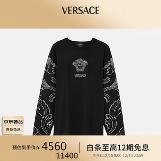 VERSACE 范思哲 男士圆领长袖T恤 1006452-1A04419-1B000 黑色 L