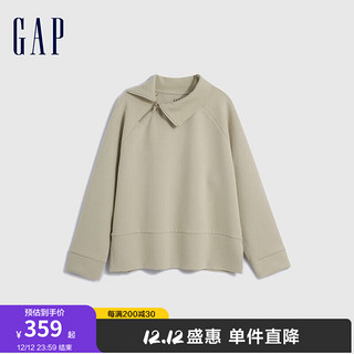 Gap女装冬季2023LOGO太空棉亲肤半高领卫衣840928宽松上衣 米黄色 160/80A(S)亚洲尺码