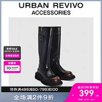 URBAN REVIVO冬女士复古高级感擦色直筒长靴UAWS30089 黑色 38