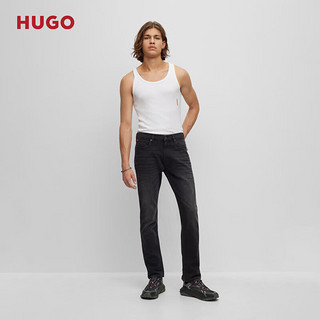 HUGO男士冬黑色羊绒质感牛仔布修身牛仔裤 020-灰色 EU:3432