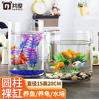 Gong Du 共度 创意桌面鱼缸  圆柱裸缸 口径15CM 高度20CM