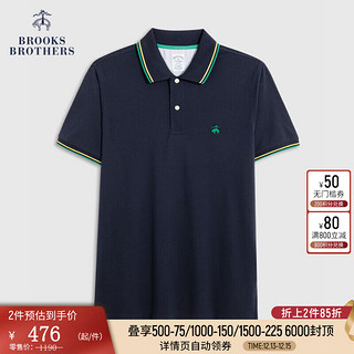 布克兄弟（BrooksBrothers）男士23夏新Supima棉修身翻领POLO衫 4004-藏青色 S