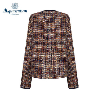 AQUASCUTUM/雅格狮丹卡其女保暖单排扣小香风格纹上衣Q4657EL011 卡其色 2XL