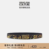 VERSACE 范思哲 Jeans Couture男士LOGO双面可调式皮带 黑色 105礼物