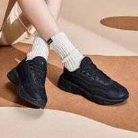 ANTA 安踏 老爹鞋女士秋冬季透气厚底革网拼接运动休闲鞋女鞋 小码
