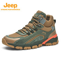 Jeep男鞋冬季透气户外徒步登山鞋软底防滑运动工装鞋子男 绿色 39