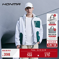 HONMA【活力系列】2022高尔夫服饰男士外套摇粒绒立领上衣 墨绿/白 XXL