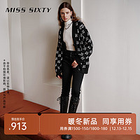 MISS SIXTY 2023冬季新款复合牛仔裤女三环高腰修身保暖铅笔裤显瘦 黑色 28