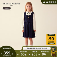 Teenie Weenie Kids小熊童装女童23年秋季英伦风假两件连衣裙 藏青色 130cm