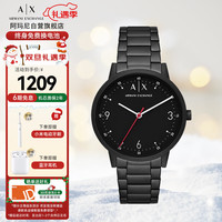 阿玛尼(ARMANI EXCHANGE)手表男士 钢带黑色表盘石英欧美腕表 圣诞送男生AX2738
