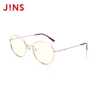 JINS睛姿女士防蓝光眼镜防辐射电脑护目镜金属圆框眼镜框FPC18A101 95浅金色x棕色代瑁