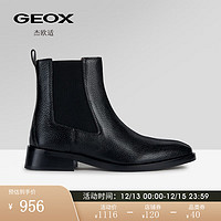 GEOX杰欧适女鞋冬套筒方跟时尚舒适切尔西靴D36VBC 黑色C9999 36