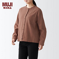 无印良品（MUJI）女式法兰绒 立领衬衫 格子 内搭 衬衣  BCB19C1A 砖红色 M