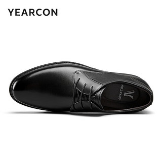 YEARCON 意尔康 男鞋光面百搭商务正装鞋系带平底皮鞋气质单鞋男  黑色 42