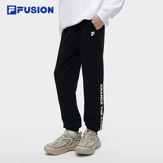 FILA FUSION斐乐潮牌针织长裤男时尚拼接加绒运动裤 正黑色-BK 180/88A/XL