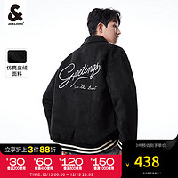 杰克·琼斯（JACK&JONES）2024年春季男士上衣仿麂皮宽松百搭翻领夹克外套2241P3001 黑色E40 165/88A/XS