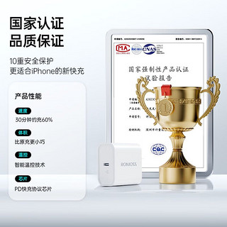 ROMOSS 罗马仕 苹果充电器iPhone15ProMax快充套装PD20W充电头+双头Type-C数据线适用苹果15全系手机iPadAir平板