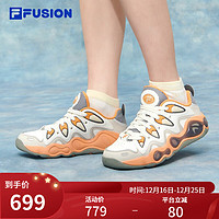 FILA 斐乐 FUSION斐乐潮牌女鞋VERTICAL复古篮球鞋融裂鞋 雪白/苍白-AS 36