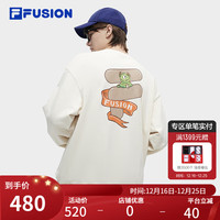 FILA FUSION斐乐潮牌款针织套头衫2024春季时尚休闲卫衣 麦乳色-BG 165/88A/S