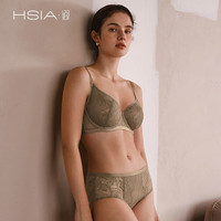 遐HSIA遐轻薄内衣女【A girl】微聚拢胸罩大容量全罩杯大胸显小 豆沙绿 75D/34D