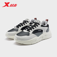 XTEP 特步 休闲鞋男棉鞋冬季保暖加绒运动鞋耐磨老爹鞋男 鸽子灰/黑/烟灰色 40