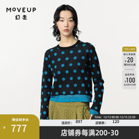 幻走(MOVEUP)假两件波点设计师短款毛衣女 黑色 M