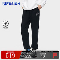 FILA FUSION斐乐潮牌针织长裤男时尚宽松加绒收口裤 深黑-BK 160/72A/XS