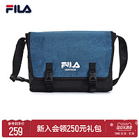 FILA 斐乐 官方男子斜挎包时尚休闲包简约单肩包胸包黑色包包