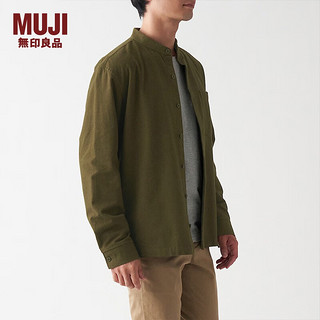 MUJI 無印良品 无印良品 MUJI 男式 法兰绒 立领衬衫 长袖休闲百搭衬衫衬衣男士 ACA75C1A 卡其绿 M