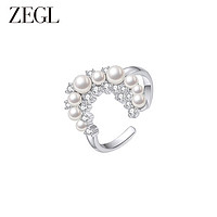 ZEGL设计师贝壳心事系列复古仿珍珠开口戒指女指环小众设计食指戒 贝壳心事珍珠戒指 开口可调节