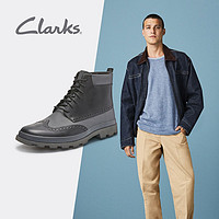 限尺码：Clarks 其乐 秋冬英伦中帮低跟舒适百搭系带马丁靴 彼洛高靴