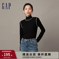 Gap女装冬季2023时尚宽松廓形半高领针织衫836246休闲毛衣 黑色 165/84A(M)亚洲尺码