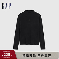 Gap女装冬季2023LOGO半高领修身针织衫836316气质休闲打底衫 黑色 175/96A(XXL)亚洲尺码