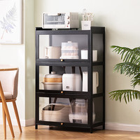 木马人家用餐边柜一体靠墙柜子客厅酒柜储物柜玄关柜边柜茶柜餐厅收纳柜 【三面透明】三门70长