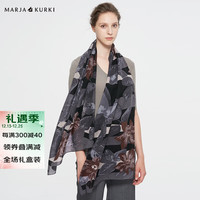 玛丽亚古琦 MARJA KURKI玛丽亚.古琦羊毛围巾女冬款混纺 礼盒装薄款印花披肩围巾两用 土壤色调 灰色
