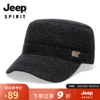 吉普(JEEP)帽子男士秋冬季鸭舌帽加绒加厚防风护耳保暖冬帽时尚棒球帽A0144