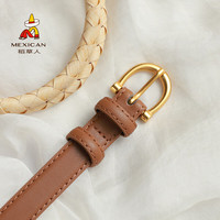 稻草人女士皮带复古文艺简约百搭韩国腰带女酷ins风裤带2023 焦糖色 115cm
