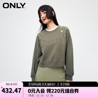 ONLY潮流休闲刺绣字母宽松圆领卫衣女12419S001 E05 常春藤绿色 160/80A/S
