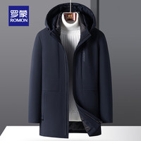 罗蒙中长款羽绒服男中青年时尚休闲百搭厚款鹅绒服 黑色 190