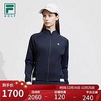 FILA 斐乐女士针织长袖外套2024春季拼接高尔夫运动上衣 传奇蓝-NV 165/84A/M