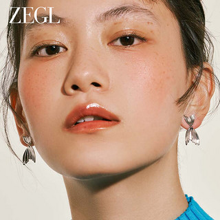 ZEGL鱼尾耳环女2023耳钉小众设计感高级冷淡风银针耳饰品 人鱼之泪耳夹