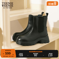 Teenie Weenie小熊20英伦风切尔西烟筒靴厚底鞋短靴女 黑色 36