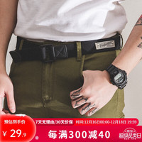 马登 MADEN工装 复古双环扣皮带帆布织战术腰带阿美咔叽男 黑色(单腰带)
