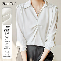 FitonTon白色衬衫女设计感春秋雪纺上衣通勤面试轻熟垂感衬衣 白色 M