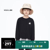 little MO&Co.little moco童装23冬装男女童假两件套头长袖卫衣KBC4TOP003 黑色 120/56