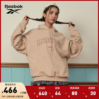 Reebok锐步冬男女同款针织半开襟套头衫卫衣 浅卡其 XL