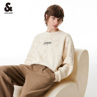 杰克·琼斯（JACK&JONES）24春季宽松螺纹圆领字母刺绣休闲百搭卫衣男装224133006 A03白帽灰 165/88A/XS